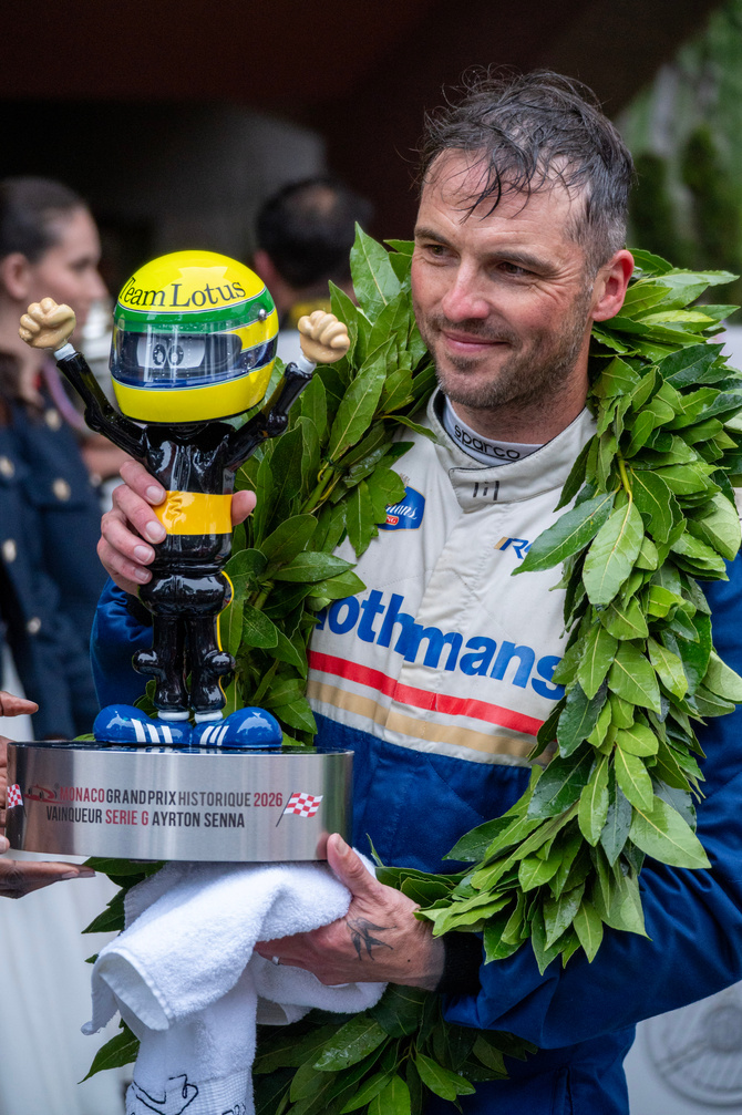 Stuart Hall receiving trophy after winning Series G at the Monaco Classic, Monaco monte carlo.
